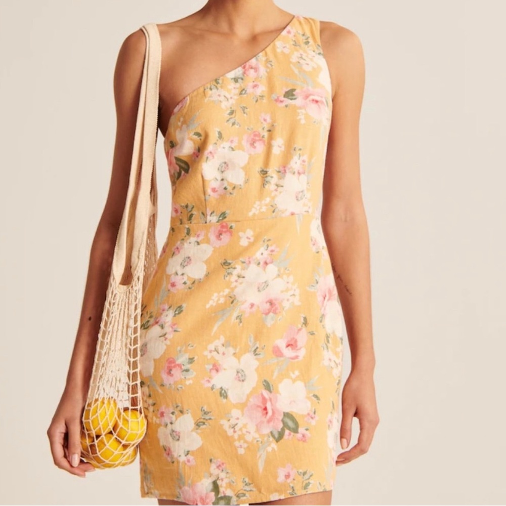 Abercrombie & Fitch one shoulder linen dress xs